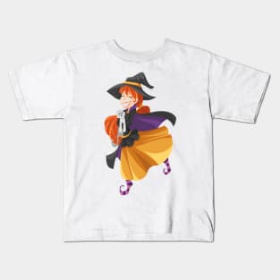 Cartoon Witch Girls Gift Kids T-Shirt